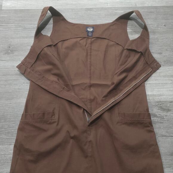 Vintage Dockers Brown Sleeveless Dress Zip Front & Pockets - Picture 2 of 8